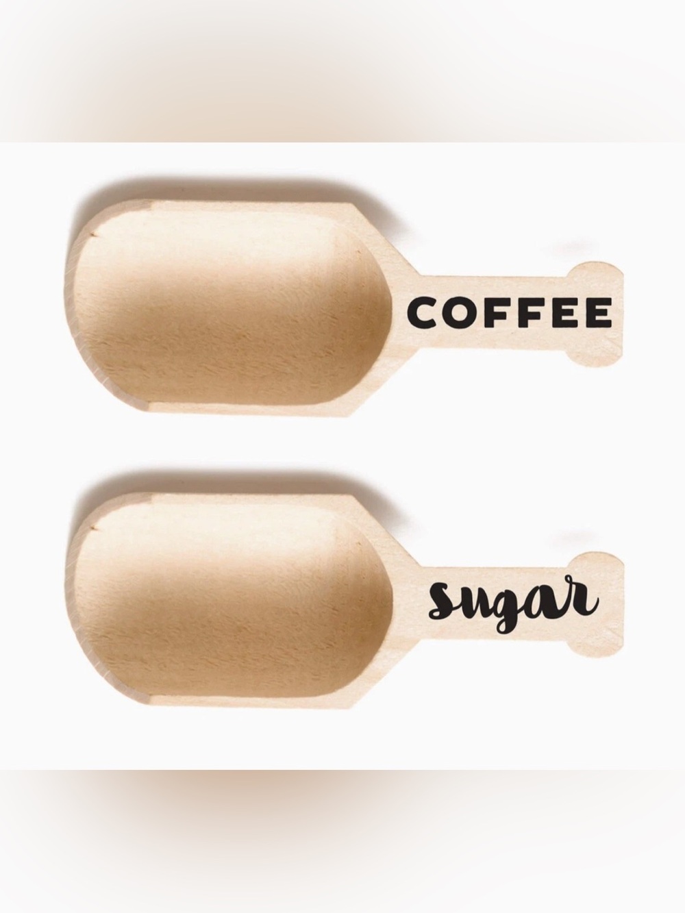 Rae Dunn Inspired Wooden Coffee & Sugar Scoops 4.25” NEW!